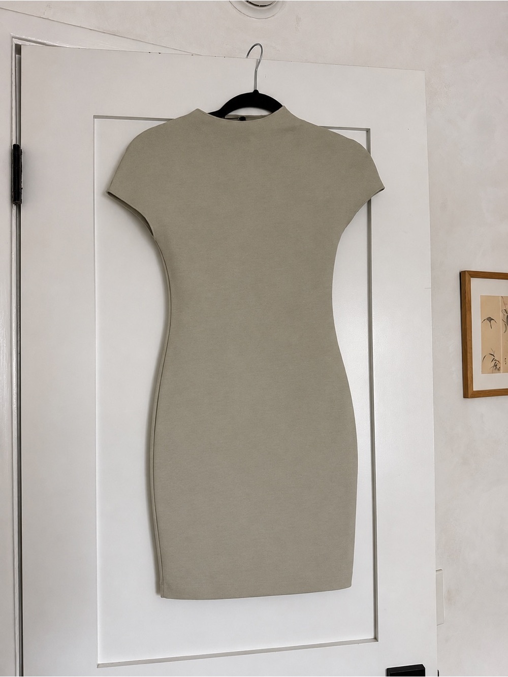 Zara Olive Taupe Fitted Mini Dress